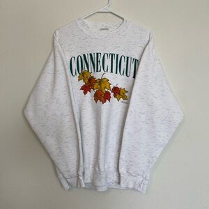 Vintage 90s Connecticut Colorful Fall Autumn Crew Neck Sweatshirt • Size Medium